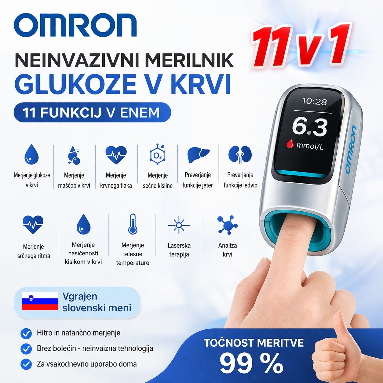 🔥 2026 Omron™ predstavlja novo lansirani neinvazivni pametni merilnik glukoze v krvi 🔥