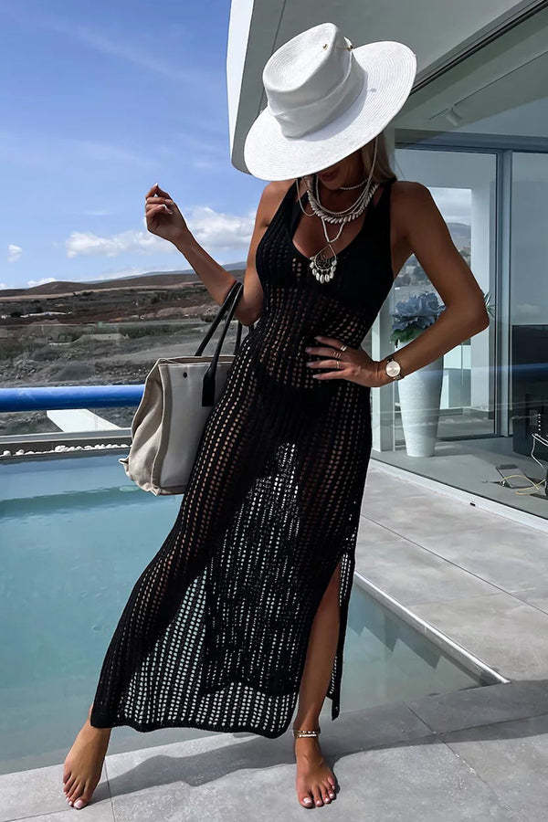 Deserted Island Плетиво на една кука Cross Back Cover Up Maxi Dress