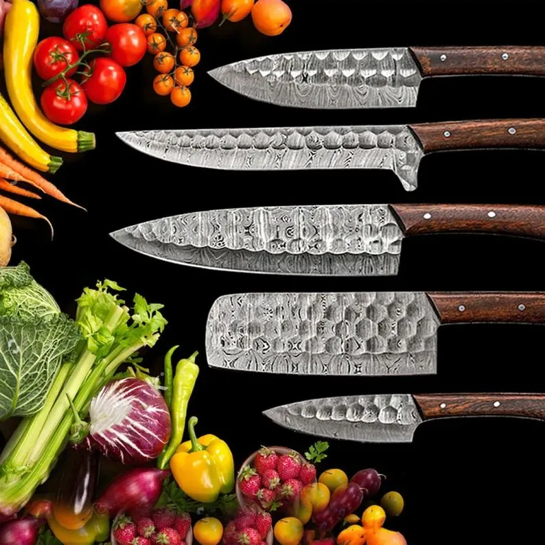 Juego de cuchillos de acero de Damasco de primera calidad: el regalo perfecto para los amantes de la cocina y el ocio.