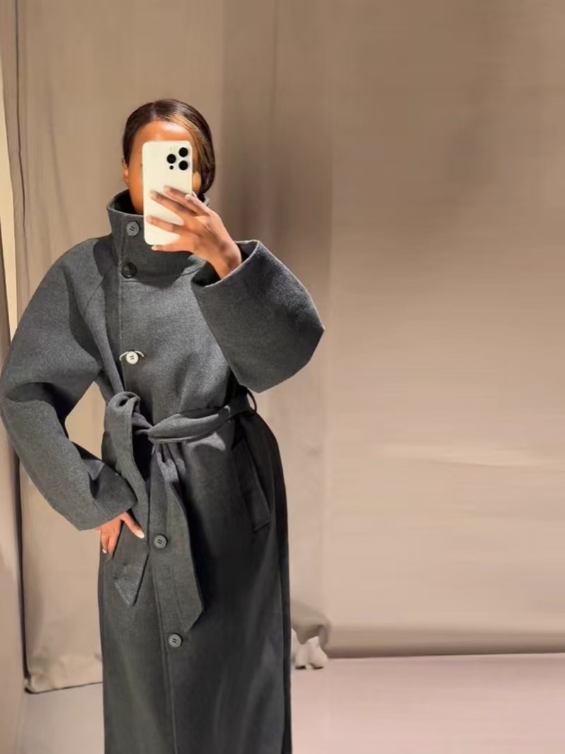 Lyra High-Neck Wrap Coat