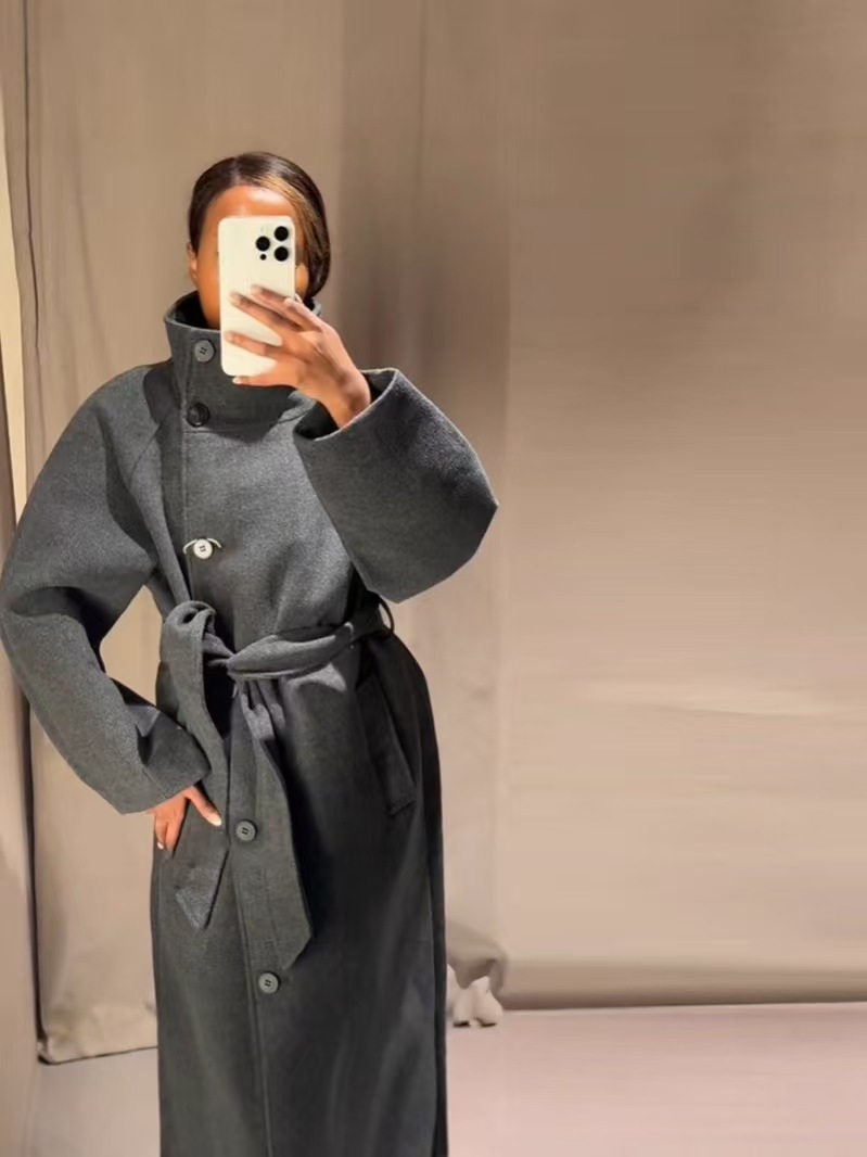 Lyra High-Neck Wrap Coat