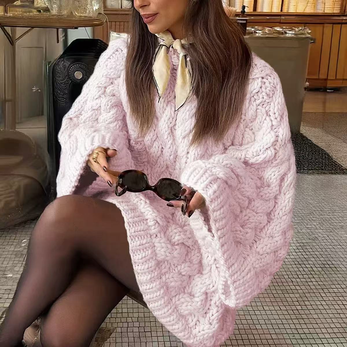 Cable Knit Round Neck Sweater