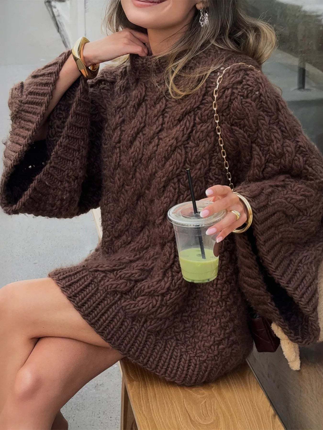Cable Knit Round Neck Sweater