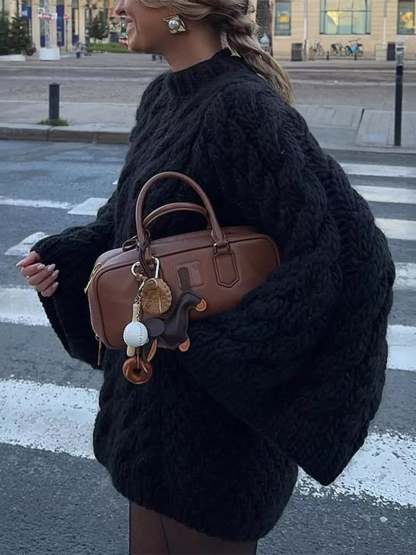 Cable Knit Round Neck Sweater