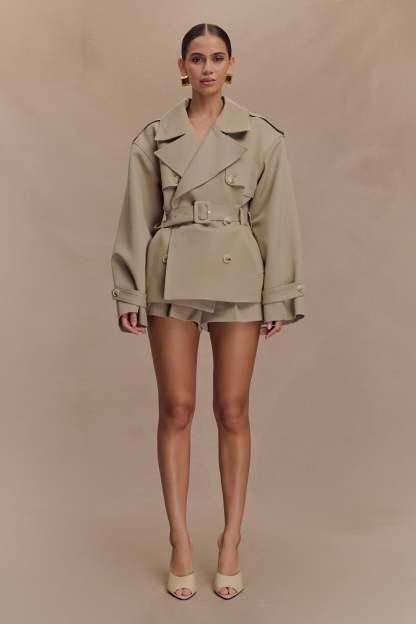 Alden Short Trench Jacket - Pebble