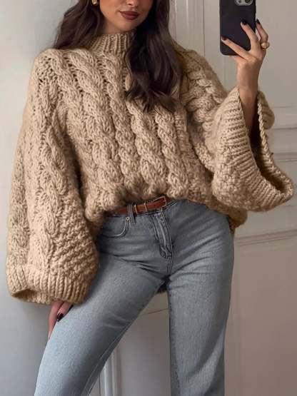 Cable Knit Round Neck Sweater
