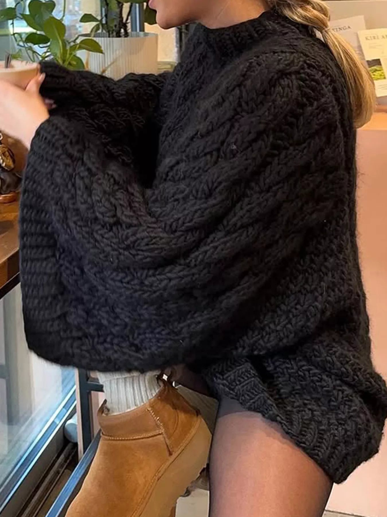 Cable Knit Round Neck Sweater