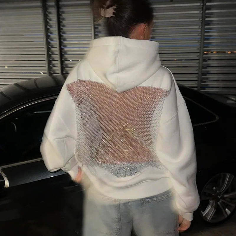 Backstage Crystal-Mesh Hoodie