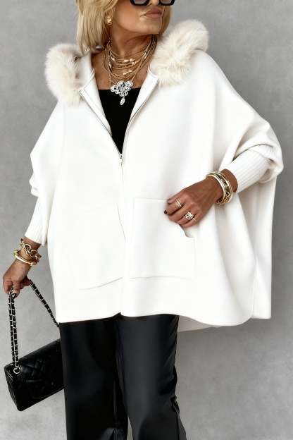Women's Fur Collar Solid Color Casual Jacket