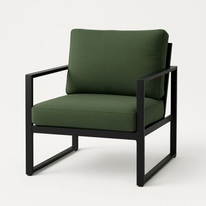 Lenestol med metallramme og polyesterstoff