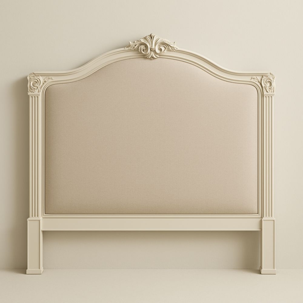 Sengegavl Treverk med Beige Stoffpolstring 140x120 cm