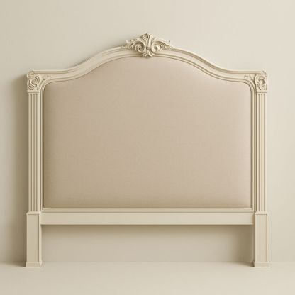 Sengegavl Treverk med Beige Stoffpolstring 140x120 cm