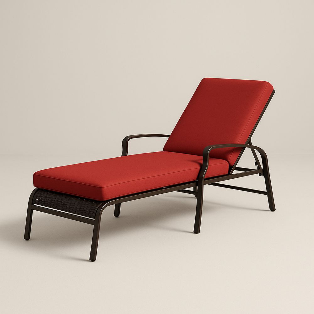 Solstol i metall og polyester med justerbar rygg rød