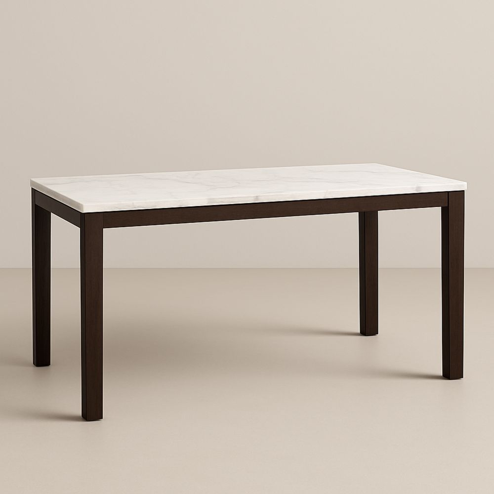 Rektangulært spisebord i marmor og tre 150x75x75 cm