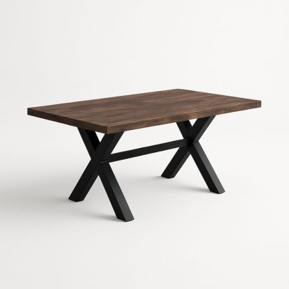 Spisebord rektangulært tre metall svart 200x100x75 cm