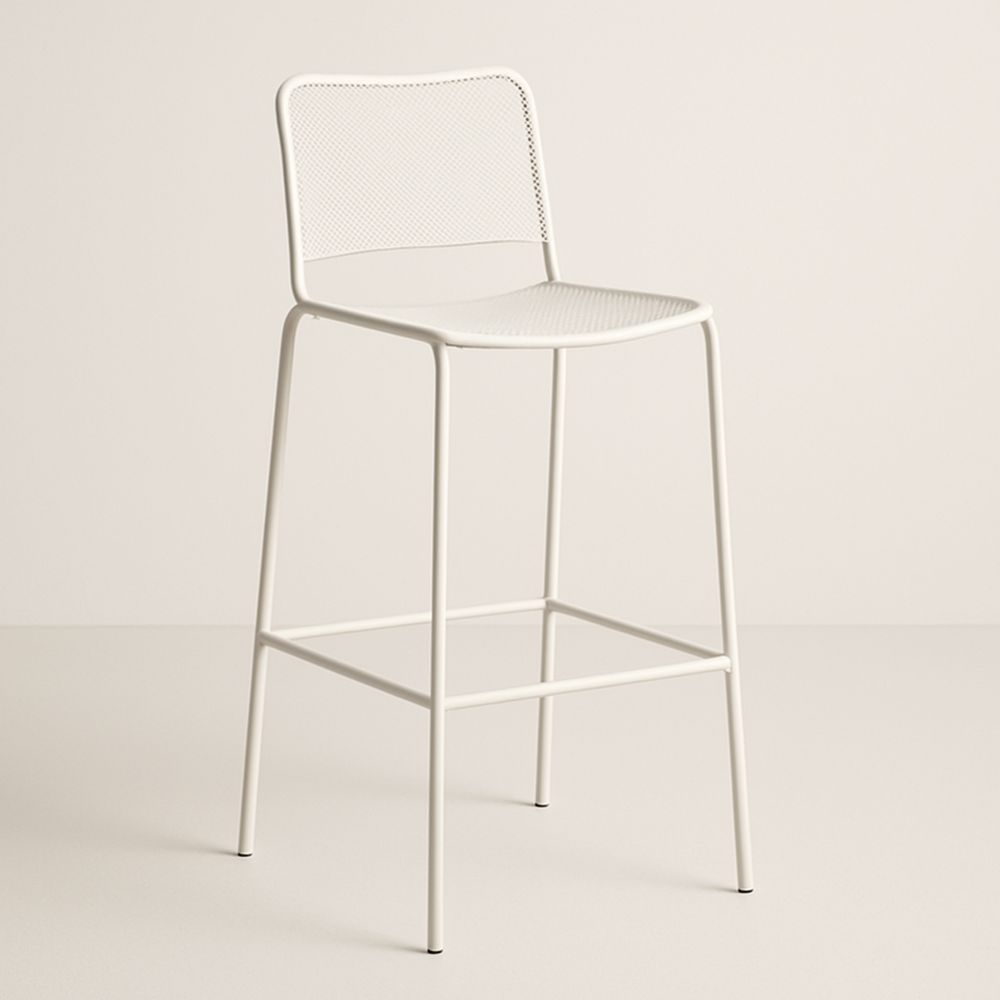 Barstol i perforert metall hvit 110 cm