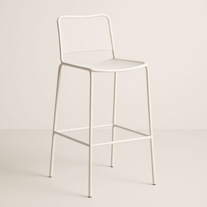 Barstol i perforert metall hvit 110 cm