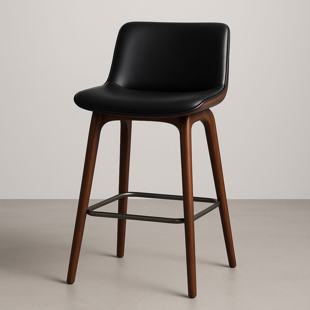 Barkrakk i PU skinn med valnøtt ramme