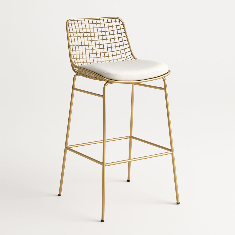 Metall barstol med hvit pute 102 cm høy