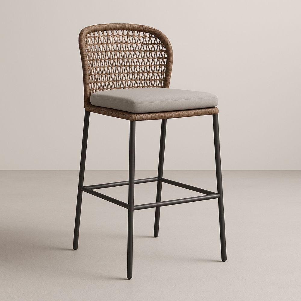 Utendørs barstol med polypropylen rygg og stålramme