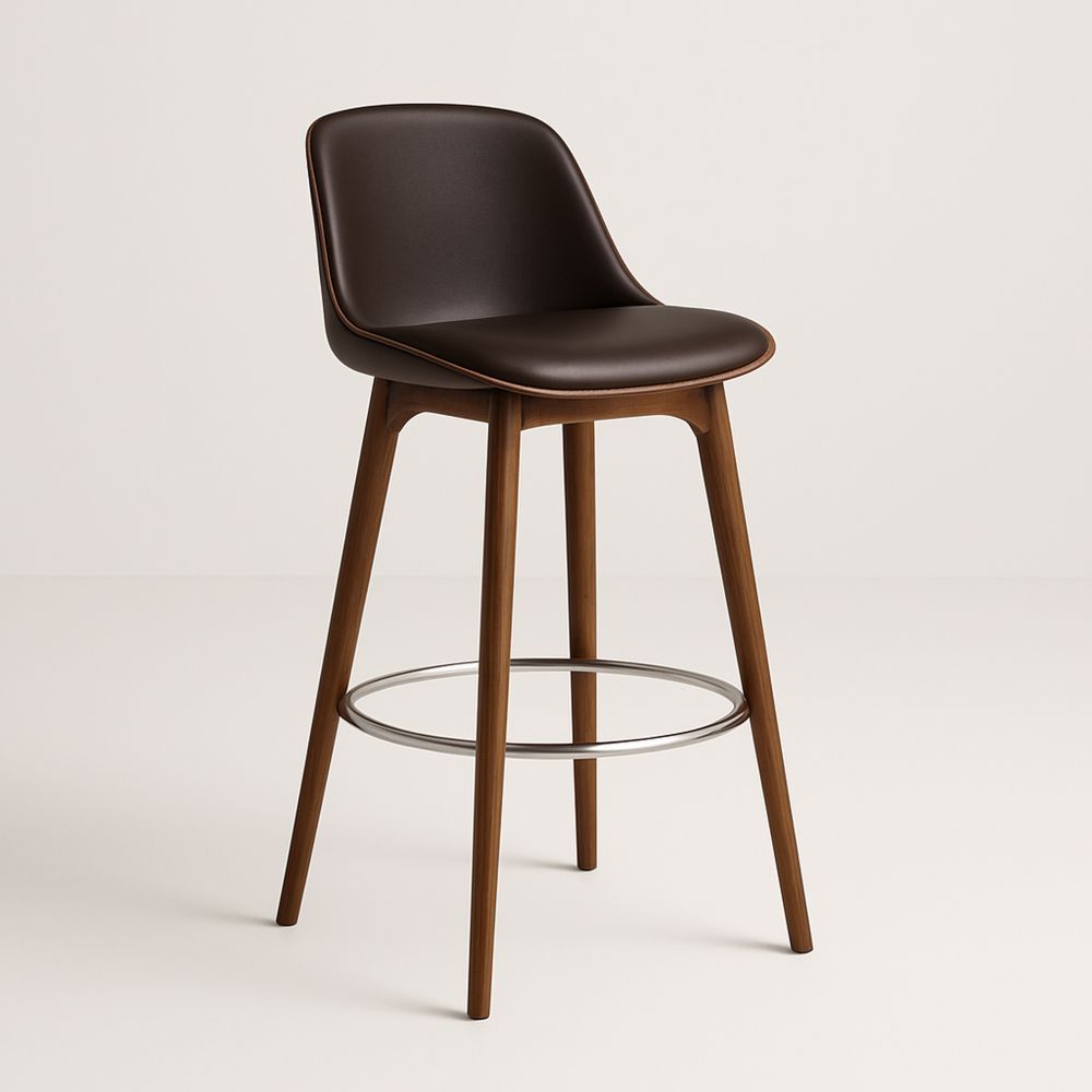 Barkrakk i PU-lær med tre- og metallramme, brun 105 cm