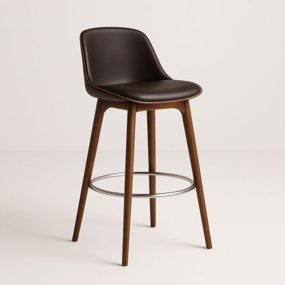 Barkrakk i PU-lær med tre- og metallramme, brun 105 cm