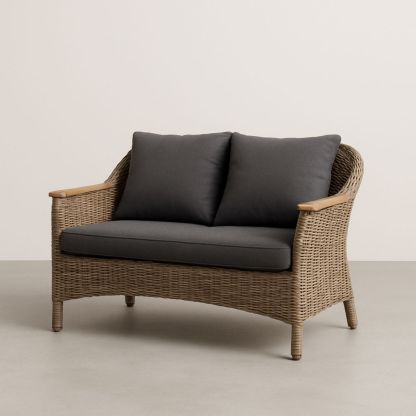 Utendørs sofa kurv toseter aluminium grå 150cm