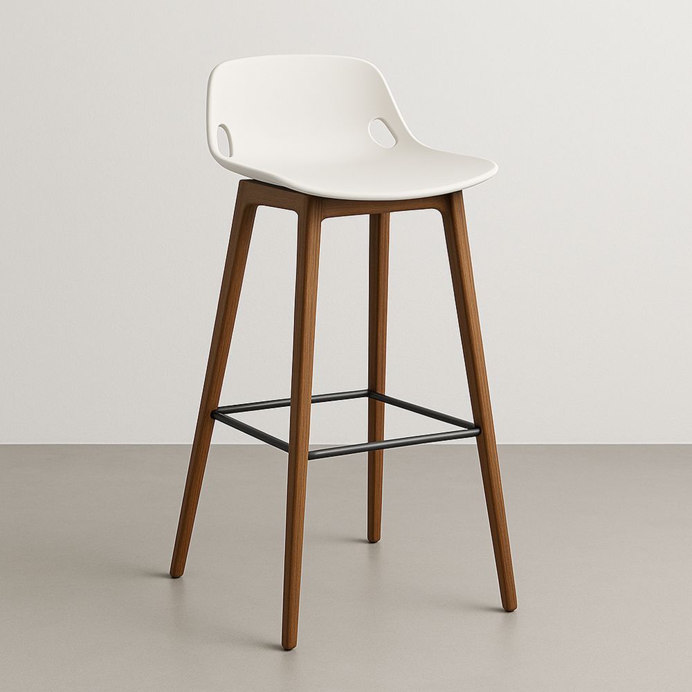 Barkrakk polypropylen sete eik ben 97 cm høyde hvit