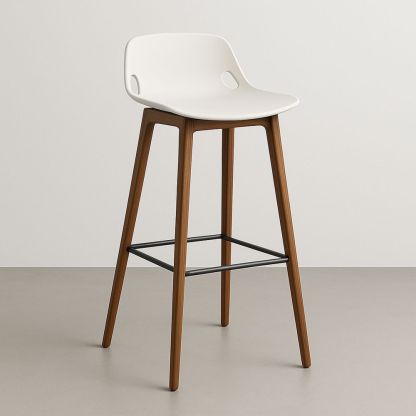 Barkrakk polypropylen sete eik ben 97 cm høyde hvit