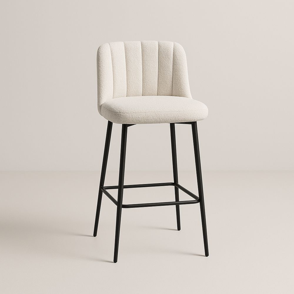 Barstol Bouclé Stoff Metall Ben Krem 100 cm