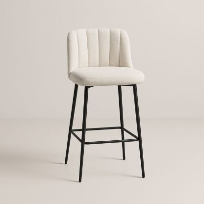 Barstol Bouclé Stoff Metall Ben Krem 100 cm