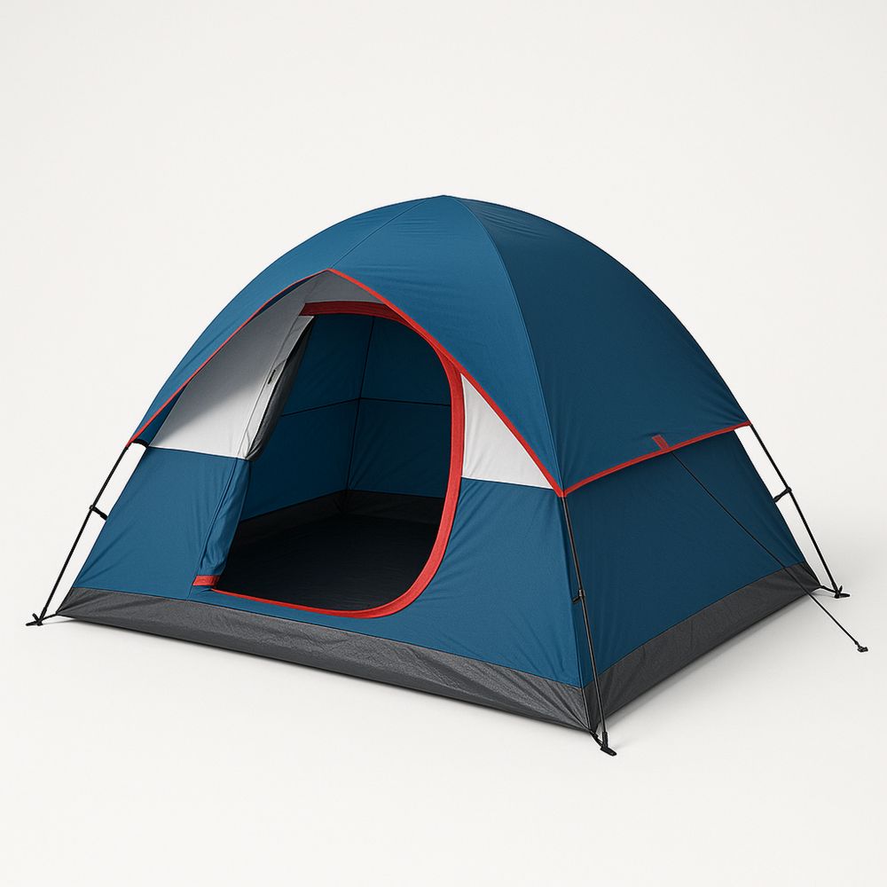 Kuppeltelt firemanns polyester vanntett blå/rød