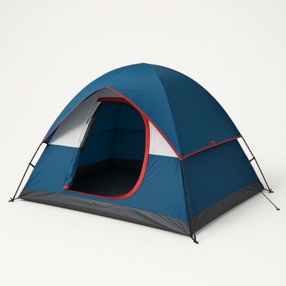 Kuppeltelt firemanns polyester vanntett blå/rød