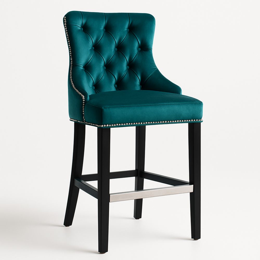 Barstol fløyel 107 cm høyde mørkegrønn