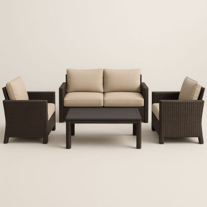 Hagemøbler Sett i Polyrotting og Aluminium Brun/Krem