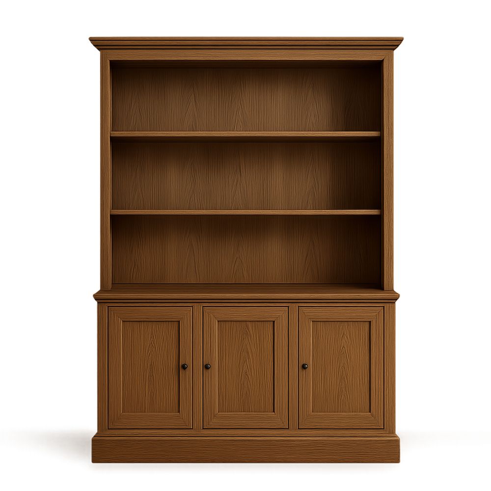 Bokhylle i eik med 3 dører, brun, 180 cm høy