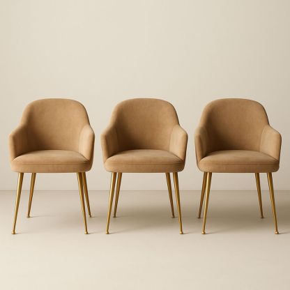 Stolsett med 3 i polyester med metallben 56cm x 58cm x 85cm