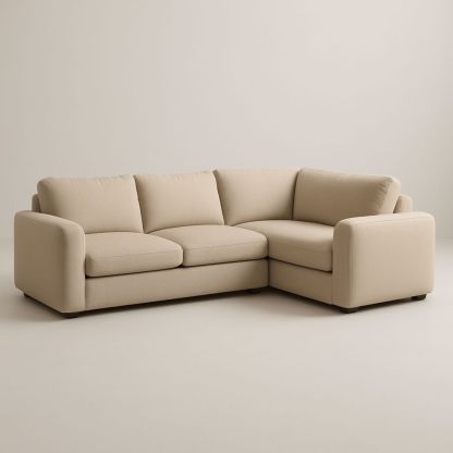 Beige hjørnesofa i bomullstoff 230 cm