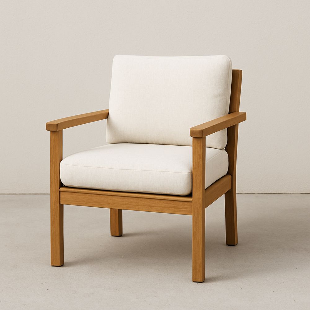 Trestol med linakryl puter kremhvit