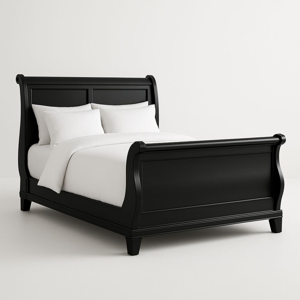 Dobbeltseng Massivt Tre Svart 210cm x 160cm x 120cm