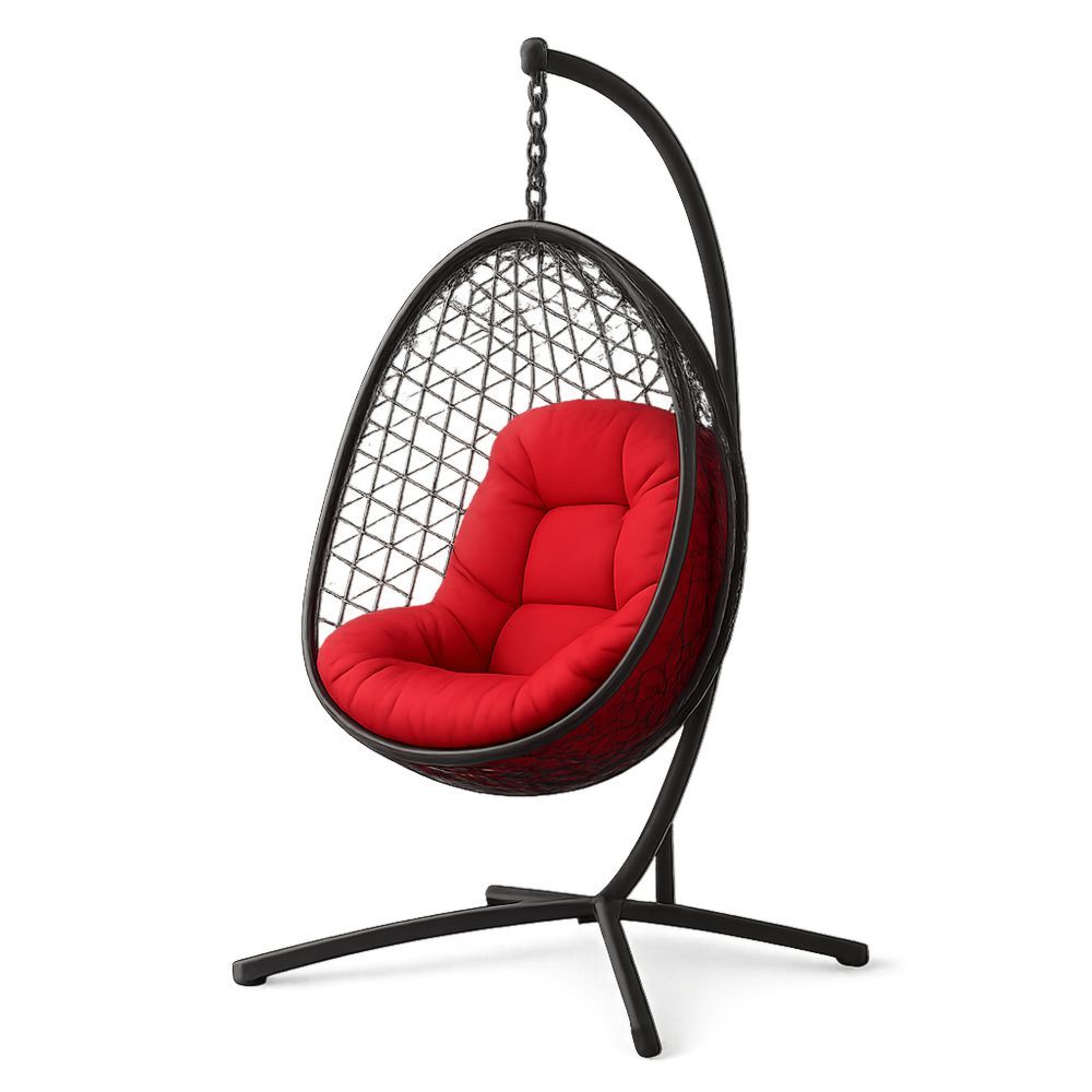 Eggformet hengestol stålramme polyetylen rød