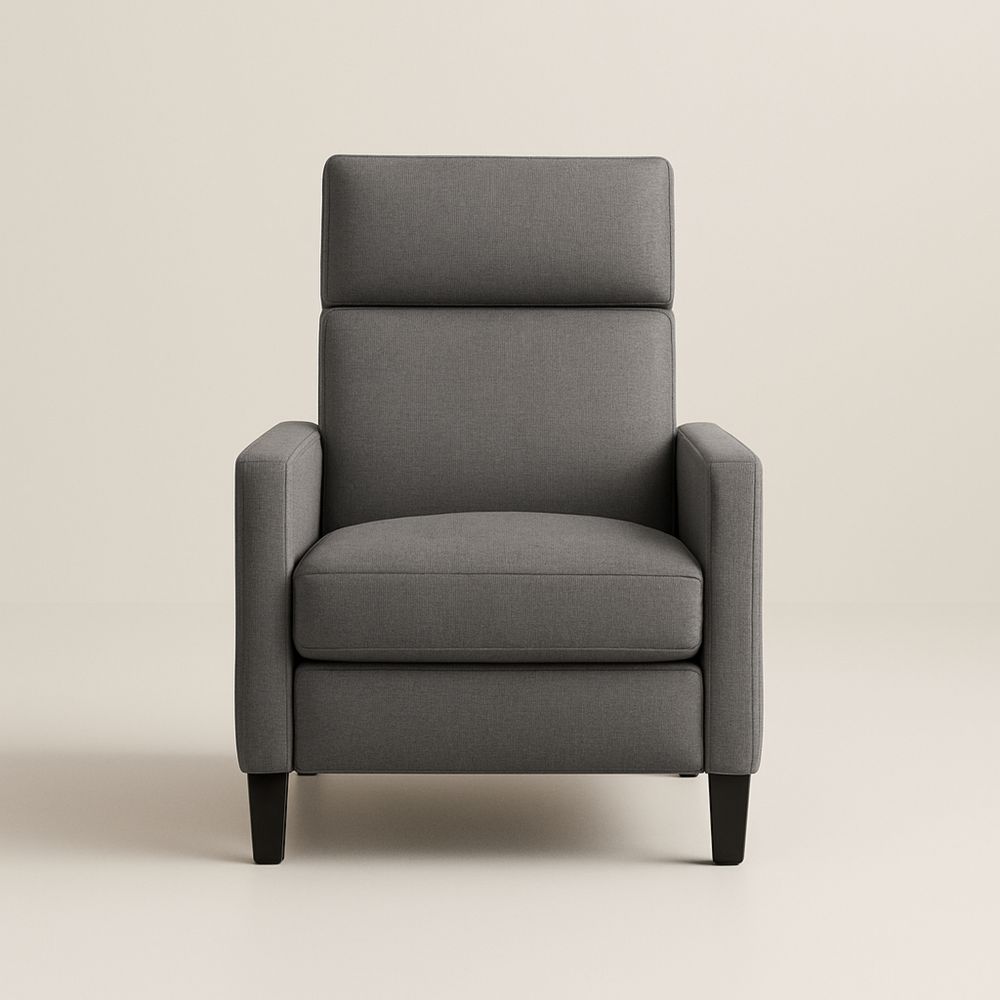 Grå lenestol i polyester med treben