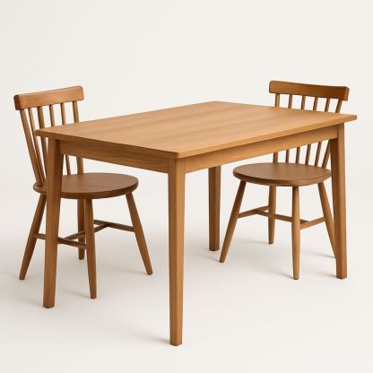 Tremøbelsett med to stoler rektangulær bøk