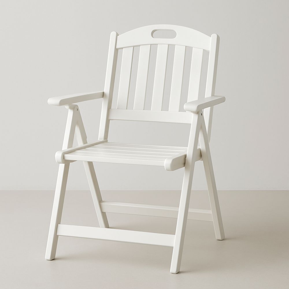 Sammenleggbar stol med armlener i polypropylen hvit