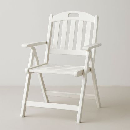 Sammenleggbar stol med armlener i polypropylen hvit