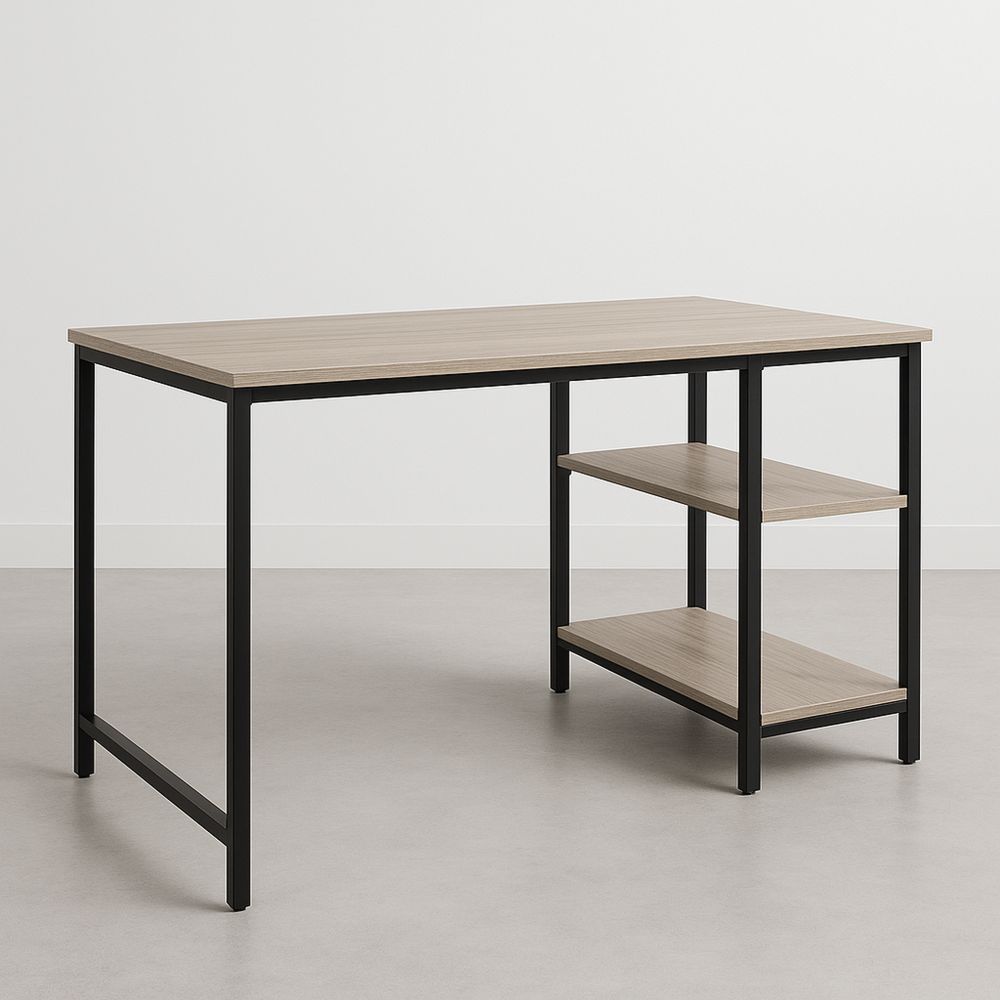 Skrivebord med tre og metallramme 120x60x75 cm