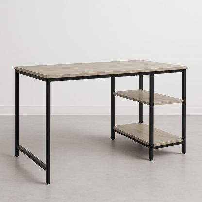 Skrivebord med tre og metallramme 120x60x75 cm