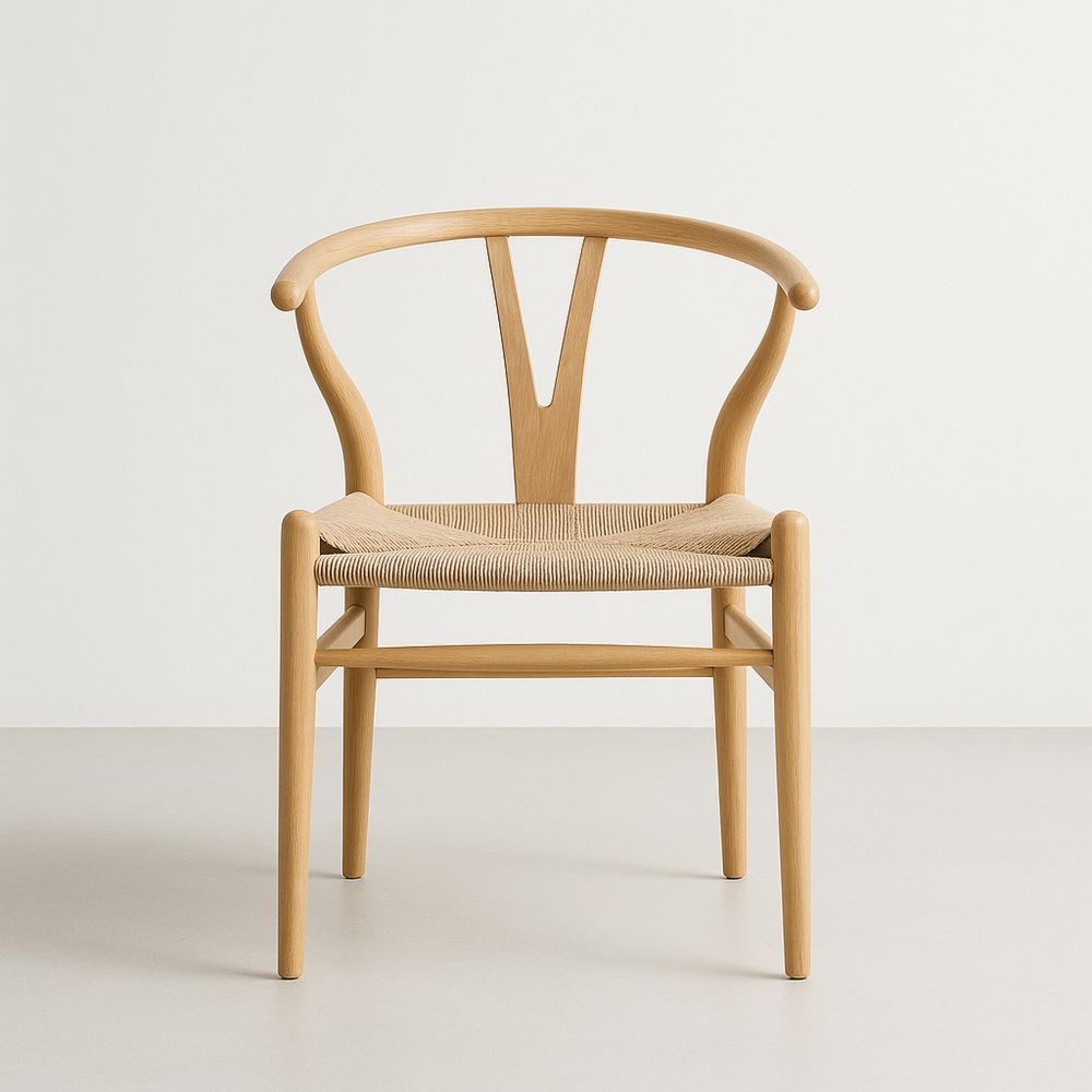 Spisestol i eiketre med setetrekk i papirgarn