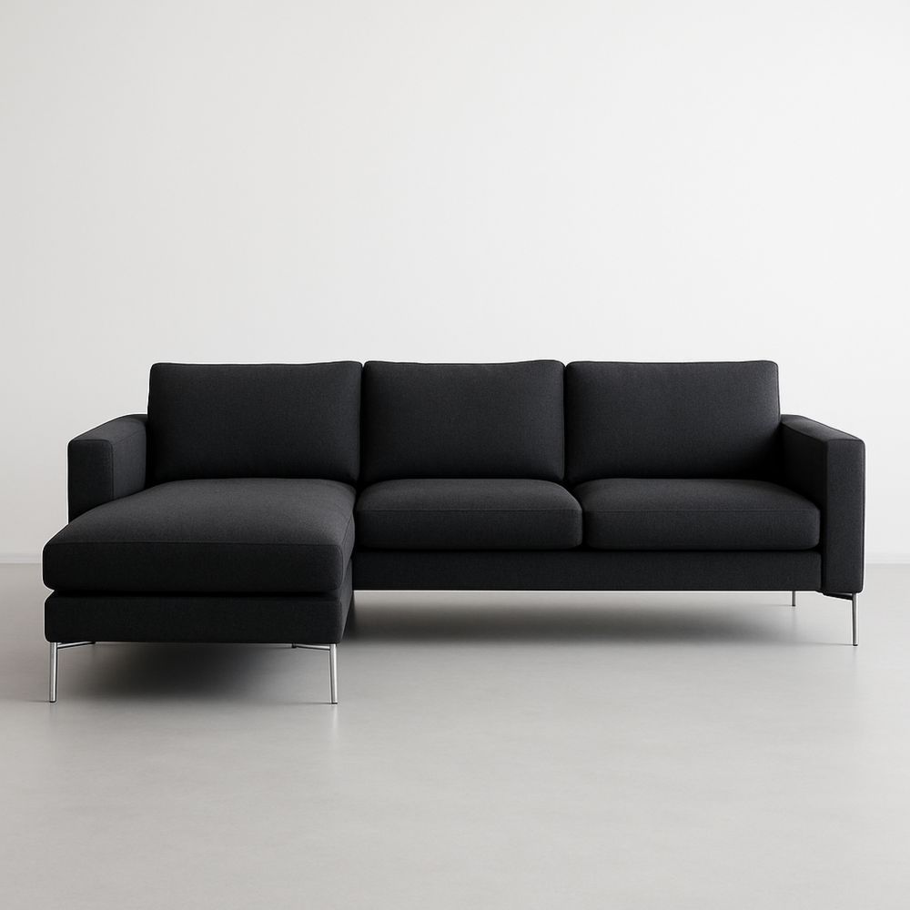 Hjørnesofa med chaiselong i stoff mørkegrå 250x150x85 cm