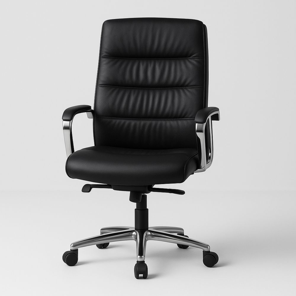 Svart kontorstol i kunstlær med kromramme